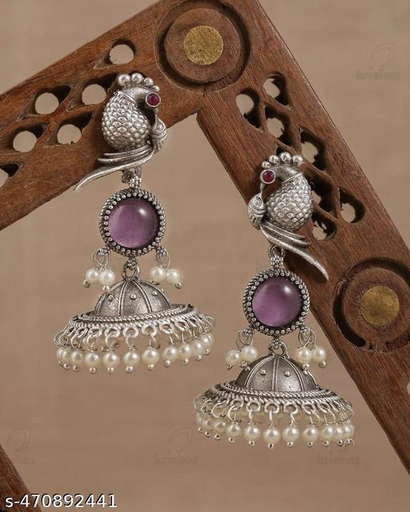 Bird Jhumki | Silver Plated Oxidised Jhumkas