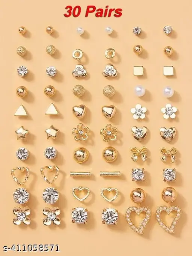 Jewellery For Women Girls  Multicolour Pearl & AD Studs Combo